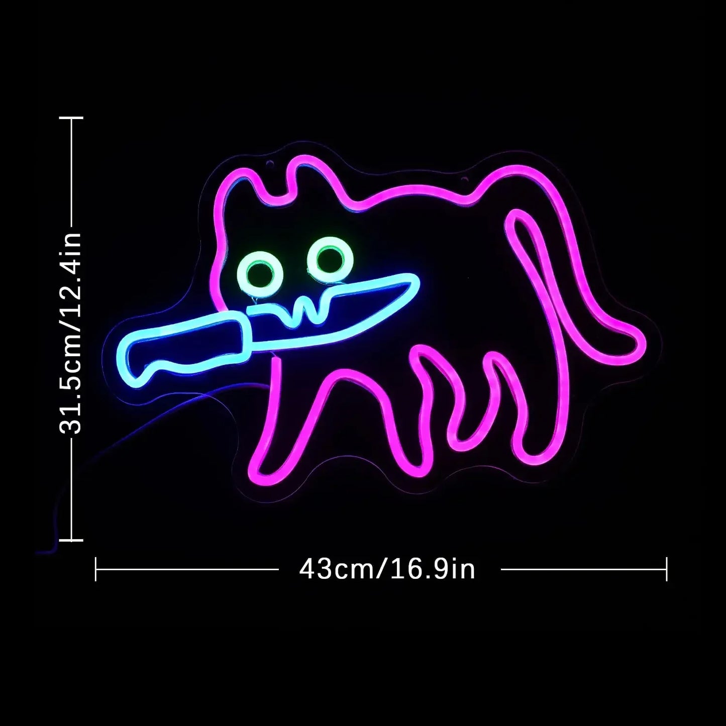 Sneaky Knife Cat Neon Sign