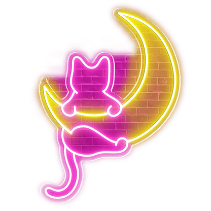 Anime Cat & Moon Neon Sign